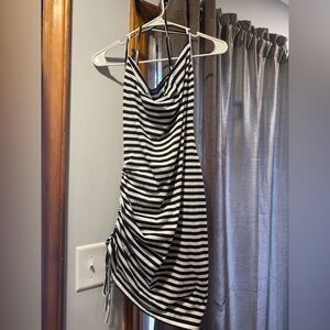 Striped Black and White Midi Dress
